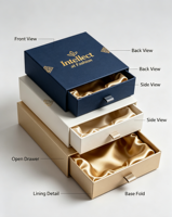 Boîte à bijoux de luxe dorée à fermeture magnétique, faite à la main, écologique, doublée de satin