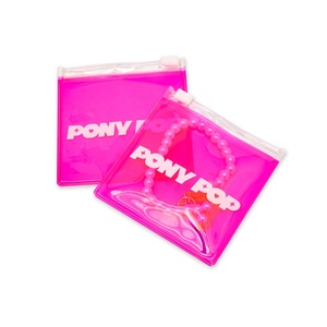 Jewelry Findings Components Pouch Plastic Fashion Jewelry <b>Rings</b> Bag with Zipper Pink Holographic Color - Product Image 1