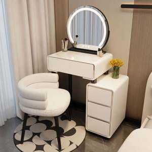 Custom High Quality Wood Vanity Set Light Luxury Bedroom Furniture LED Vanity <b>Mirror</b> Smart Drawer <b>Panel</b> Style - Product Image 1