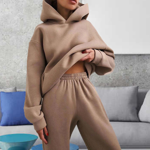 <span class=keywords><strong>Abbigliamento</strong></span> all'ingrosso: Tuta da <span class=keywords><strong>donna</strong></span> oversize con felpa con cappuccio, top pullover ampio e pantaloni jogger con elastico in vita, comoda abbigliatura per il tempo libero quotidiano - Product Image 4