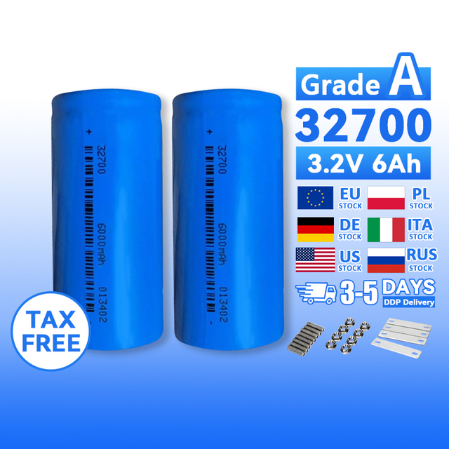 32700 6000mAh LiFePO4 Battery Power Cell | High Discharge Rate 3C | 3500 Cycles 40135 33140 60140 15ah 3.2V Cylindrical Battery