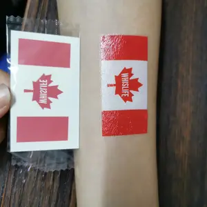 사용자 정의 물 전송 캐나다 플래그 바디 얼굴 문신 스티커 국가 세계 국가 임시 플래그 문신 스티커
