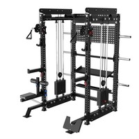 Rack de musculation multifonctionnel commercial avec système de poulies à double câble, équipement de musculation robuste pour salle de sport