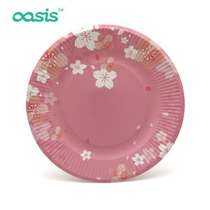 Oasis Assiette en papier jetable écologique et <span class=keywords><strong>jolie</strong></span> pour les fêtes, les desserts et les pique-niques - Product Image 5