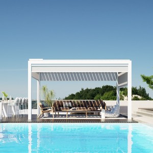 Pergola motorisée en aluminium BHY-001 3x3 3x4 4x4 4x6 Tailles personnalisables Pare-soleil extérieur résistant au vent Imperméable pour balcon - Product Image 6