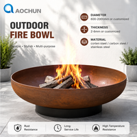 Brasero d'extérieur en acier pour fêtes et camping, foyer rond en acier Corten, design personnalisé, poêle à bois