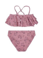 Maillot de bain deux pièces pour filles, haut court et bas taille haute avec détail froncé, tenue de plage pour enfants