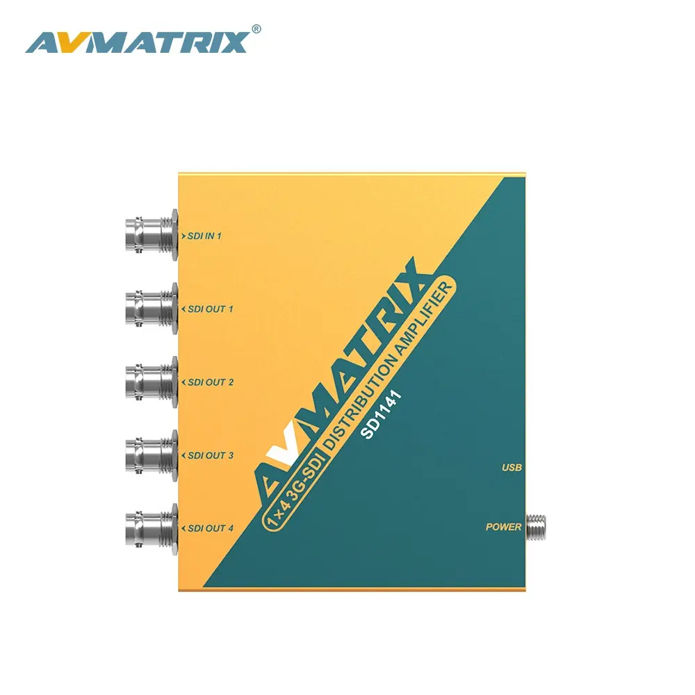 AVMATRIX-transmisor y receptor de vídeo de fibra óptica SD1141, 1in, 4 salidas, SDI, divisor, amplificador de distribución