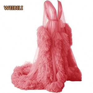 Robe de maternité transparente en tulle à volants <span class=keywords><strong>sexy</strong></span> et longue pour la <span class=keywords><strong>photographie</strong></span> de grossesse - Product Image 4