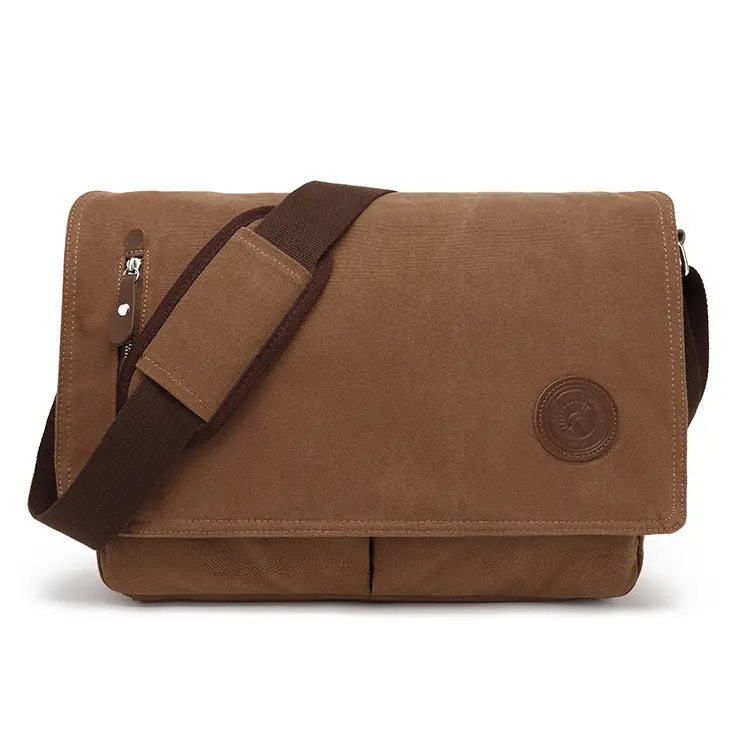 Bolsa transversal personalizada, bolsa de lona vintage multifuncional para laptop mensageiro