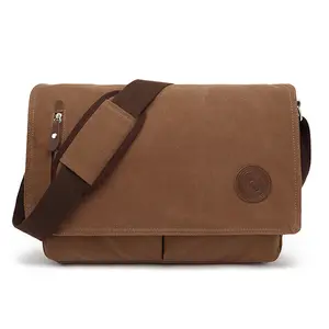 Wholesale custom Multifunction Crossbody Laptop Bag vintage canvas shoulder bag men messenger