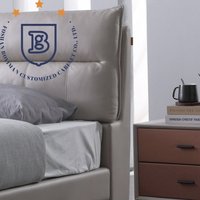 Lit double en bois massif de style moderne avec cadre en bois de bouleau russe et tissu haute densité pour mobilier de chambre