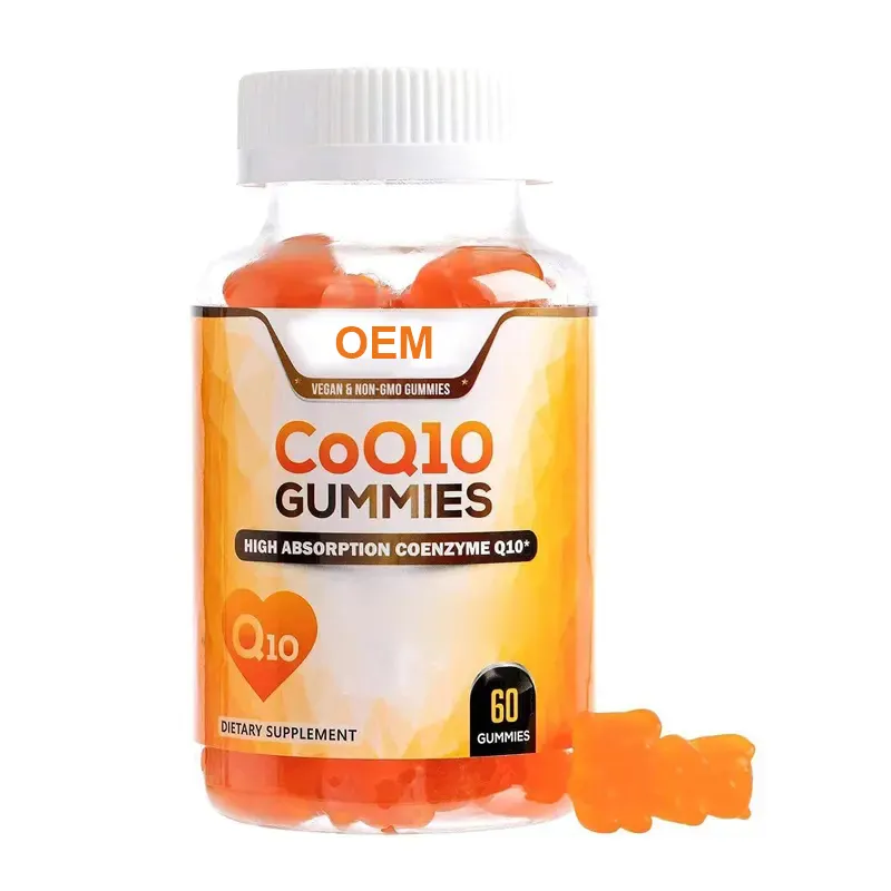 Deliciosos suplementos de gomitas OEM de marca privada, gomitas de coenzima Q10 CoQ10 de alta absorción para ayudar a mantener la salud del corazón
