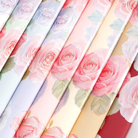 Papier d'emballage pour bouquet floral décoratif, élégant imprimé vintage rose, bordure LOVE, papier d'emballage pour fleurs, pour fleuriste, emballage cadeau