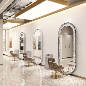 2025 gran oferta moderno de longitud completa dorado muebles de salón de peluquería montado en la pared maquillaje de peluquería ESPEJO DE BELLEZA LED para sala de estar - Product Image 2