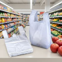 Lot de 1000 sacs en plastique blancs de taille moyenne et grande avec poignées pour restaurant, épicerie, poubelle