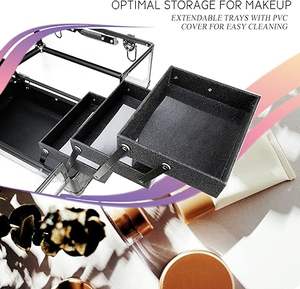Valise à <span class=keywords><strong>maquillage</strong></span> 14 pouces en acrylique grande valise à cosmétiques portable 6 plateaux boîte de rangement professionnelle - Product Image 3