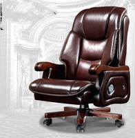 Chaise de bureau de direction ergonomique à dossier haut en cuir véritable confortable au design moderne avec repose-pieds