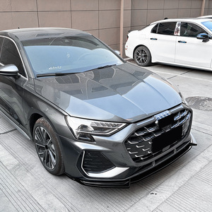 Audi A3 8Y Front Bumper Lip Splitter Piano Black Carbon Fiber Texture 2025+ ABS Retrofit Upgrade Part - Product Image 2