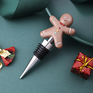 Gingerbread Man Wine Stopper Resin Christmas Holiday Bottle <b>Seal</b> Plug For Wine Preservation And Sealing - Product Image 2