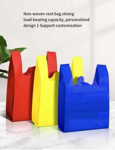 Sac en tissu non tissé personnalisé bleu pour supermarché, type gilet, pour courses - Product Image 6