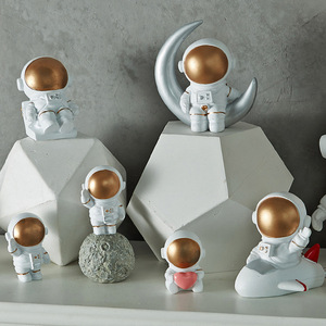 Cute Astronaut Figurines Set Multi Piece Synthetic Resin Modern Home Decor Living Room Desktop Accessories - Product Image 1
