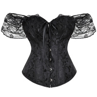 Corset court en dentelle à manches courtes pour bal masqué, tenue sexy en os