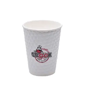 8/12/16oz double wall eco-friendly bulk embossed paper coffee cup disposable cup