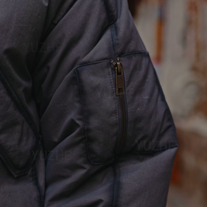 Мужская джинсовая куртка-бомбер с капюшоном, эффектом распаривания швов, из необработанного денима, винтажная рабочая одежда, толстая, стильная, объемная куртка-бомбер - Product Image 4