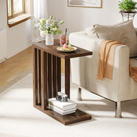 Table d'appoint basse d'angle Tribesigns Table d'extrémité à 2 niveaux Table d'appoint moderne en forme de C