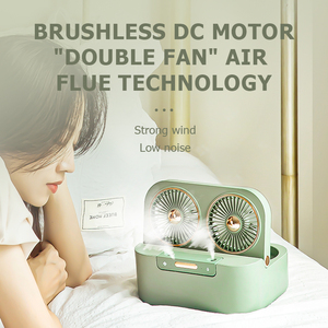 Máy tính để bàn nước Quạt làm mát đôi phun sương tạo độ ẩm cation Fan 4000mAh USB Mini Cooler Fan - Product Image 5