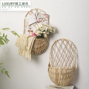 Panier à fleurs suspendu en osier tressé fait à la main, support de rangement rond pour la maison, décoration de jardinage, ornement décoratif - Product Image 1