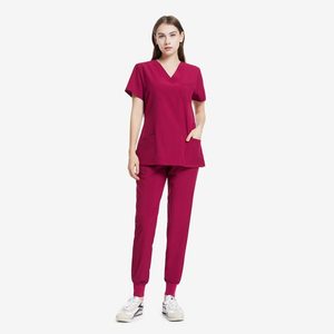 Uniforme d'infirmière personnalisé bleu royal à manches courtes, anti-rides, extensible dans <span class=keywords><strong>les</strong></span> 4 sens, uniforme d'hôpital, tenue médicale pour femmes, ensembles de blouses médicales - Product Image 4