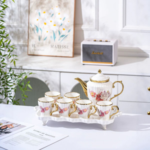 New Chinese Style Ceramic <b>Tea</b> <b>Set</b> High Grade Coffee Cup Afternoon <b>Tea</b> Plate Teapot Gift Box Wholesale - Product Image 3