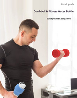 Bouteille d'eau de sport pliable en silicone en forme d'haltère 650 ml grande capacité