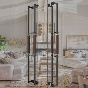 Poignée de porte tubulaire en bois massif de qualité supérieure, en acier inoxydable brossé doré, pour portes en verre de bureaux d'entreprise - Product Image 3