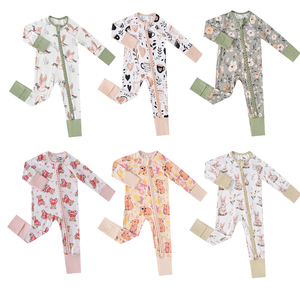 Özel Tasarım Nefes Alabilen Bambu Bebek Pijamaları Ekose Çizgili Çok Renkli Tek Noktadan Bebek Mağazası Hizmeti Toptan Yenidoğan Kıyafetleri - Product Image 2