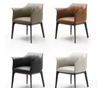 Chaises de salle à manger en cuir véritable de style minimaliste italien - Fauteuils de style nordique pour la maison, le bureau, les réunions, la table de maquillage