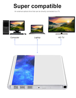 USB 3.0 Type C Interface External CD DVD Optical Drive New Remote Control External DVD Drive for Laptop with TV Connectivity