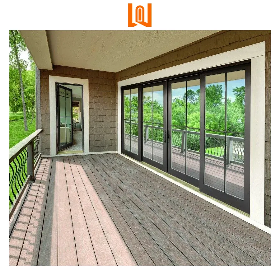 WANJIA grill design exterior commercial aluminum sliding entry doors hurricane proof sliding doors