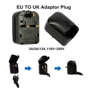 Adaptador de enchufe 13A DE LA UE a Reino Unido con fusible, convertidor Schuko Euro a Reino Unido de 3 pines, enchufe de viaje para enchufe británico de 250V - Product Image 2