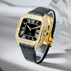 High Quality Men's Stainless Steel Square <b>Case</b> Mechanical <b>Watch</b> Moissanite Sapphire Crystal Dial Stainless Steel Band Butterfly - Product Image 6