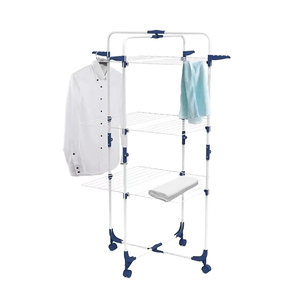 Cánh hình quần áo giá đứng với bánh xe có thể gập lại ban công quần áo móc sắt tráng quần áo khô giá - Product Image 4