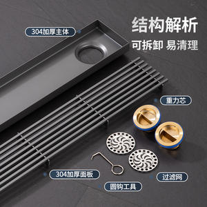 <span class=keywords><strong>Drain</strong></span> de sol moderne en acier inoxydable anti-odeur de 80mm de diamètre extérieur 304 Évier carré à grand débit Double trou de drainage pour salle de bain - Product Image 3