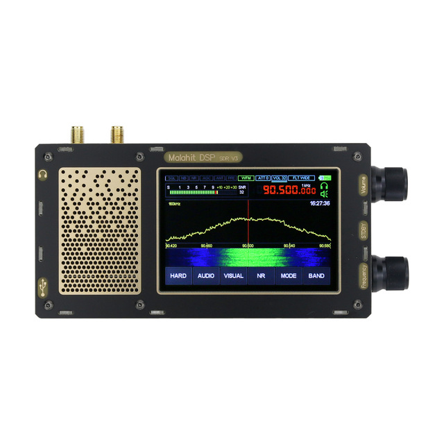 1.1.0D 3.5"50KHz-2GHz Malachite DSP SDR Radio Receiver Dual Antenna Enhanced Version Black Durable Safety Protection