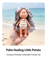 Adorable poupée pomme de terre aux longs cheveux argentés, collier de perles, tenue de bikini à volants amovible, design étanche, jouet pour fille, cadeau d'anniversaire