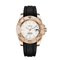 Corgeut marque or Rose japon hommes montre NH35 Miyota saphir cristal lumineux 40mm montre automatique bracelet en caoutchouc logo personnalisé