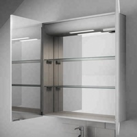 Kabinet Kamar Mandi LED Aluminium Persegi Panjang Modern Terbaru dengan Cermin Mandi Berlampu Sensor Gerak Bersertifikasi IP44 Standar AS