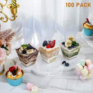 Disposable PS Material 160ml 5oz Single Wall 90mm Diameter Square Shape Dessert Mousse Pudding Cups Custom Plastic Cups Logo - Product Image 3