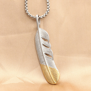 Feather Pendant <b>Titanium</b> Steel Silver Gold Tone Men Women Fashion Jewelry Summer 2021 Themed Pendants - Product Image 3